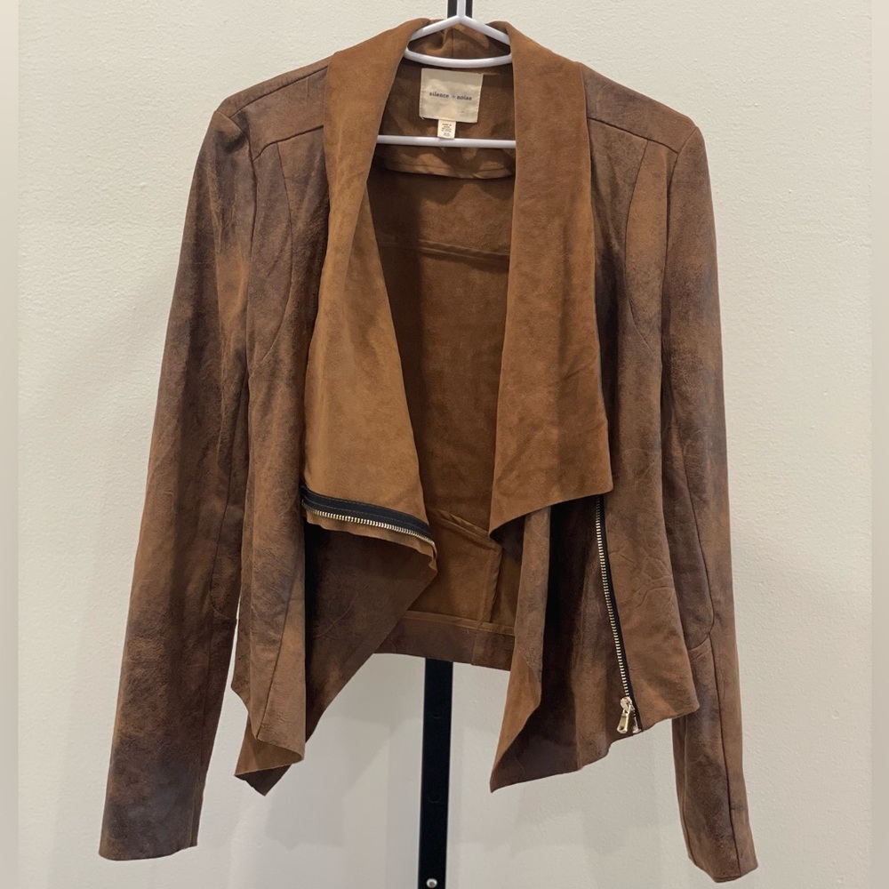 Silence + Noise Faux Suede Leather Moto Jacket